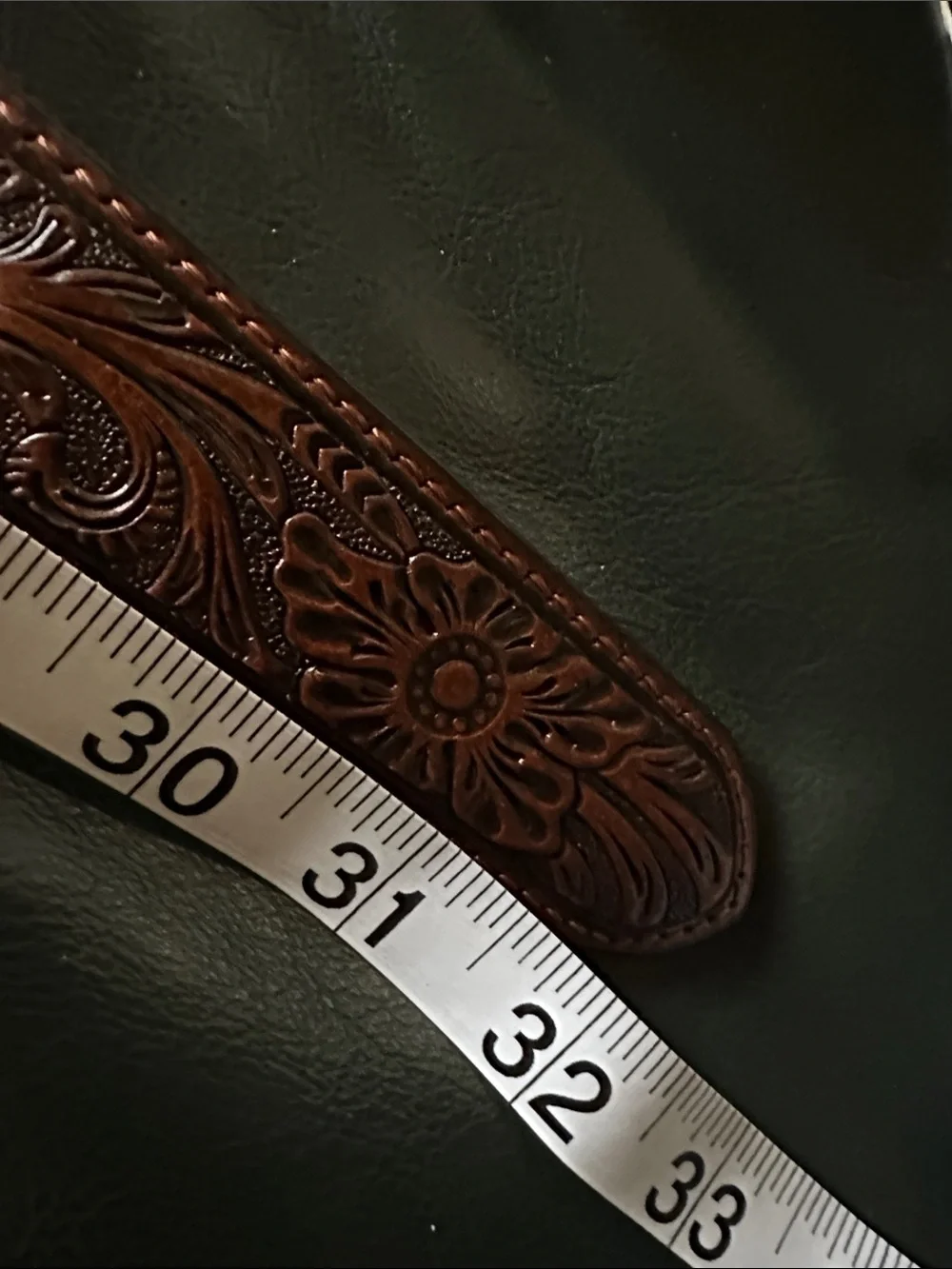 Nocona Belt Co Western Tooled Brown Leather Belt with Silver Rodeo Buckle NEW